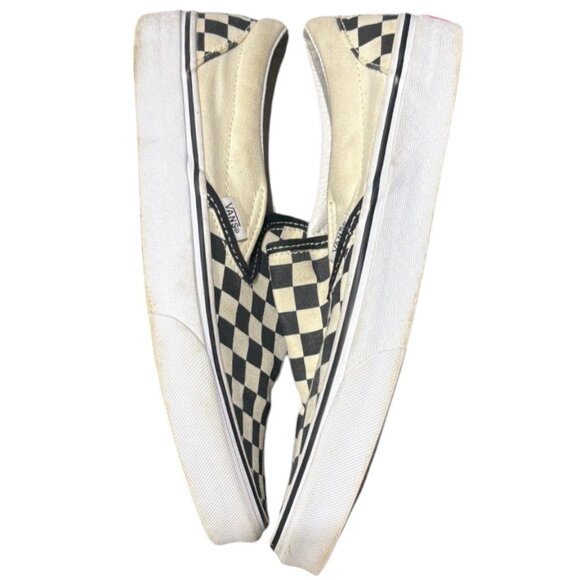 VANS Classic Slip-On Wide Checkerboard Shoe White/Black Size 9 - Picture 6 of 9